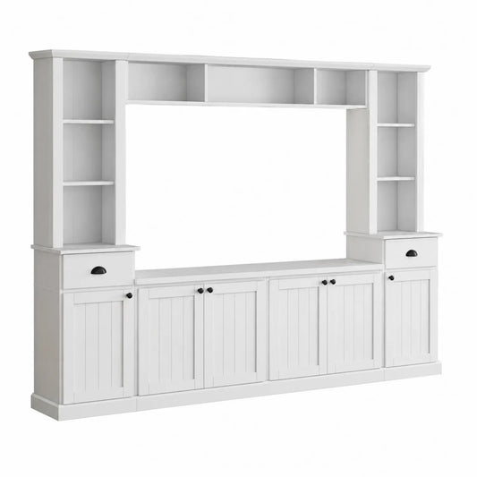 TV-Wand mit Schrank und Regalen Weiß MDF 225 cm x 180 cm x 40 cm