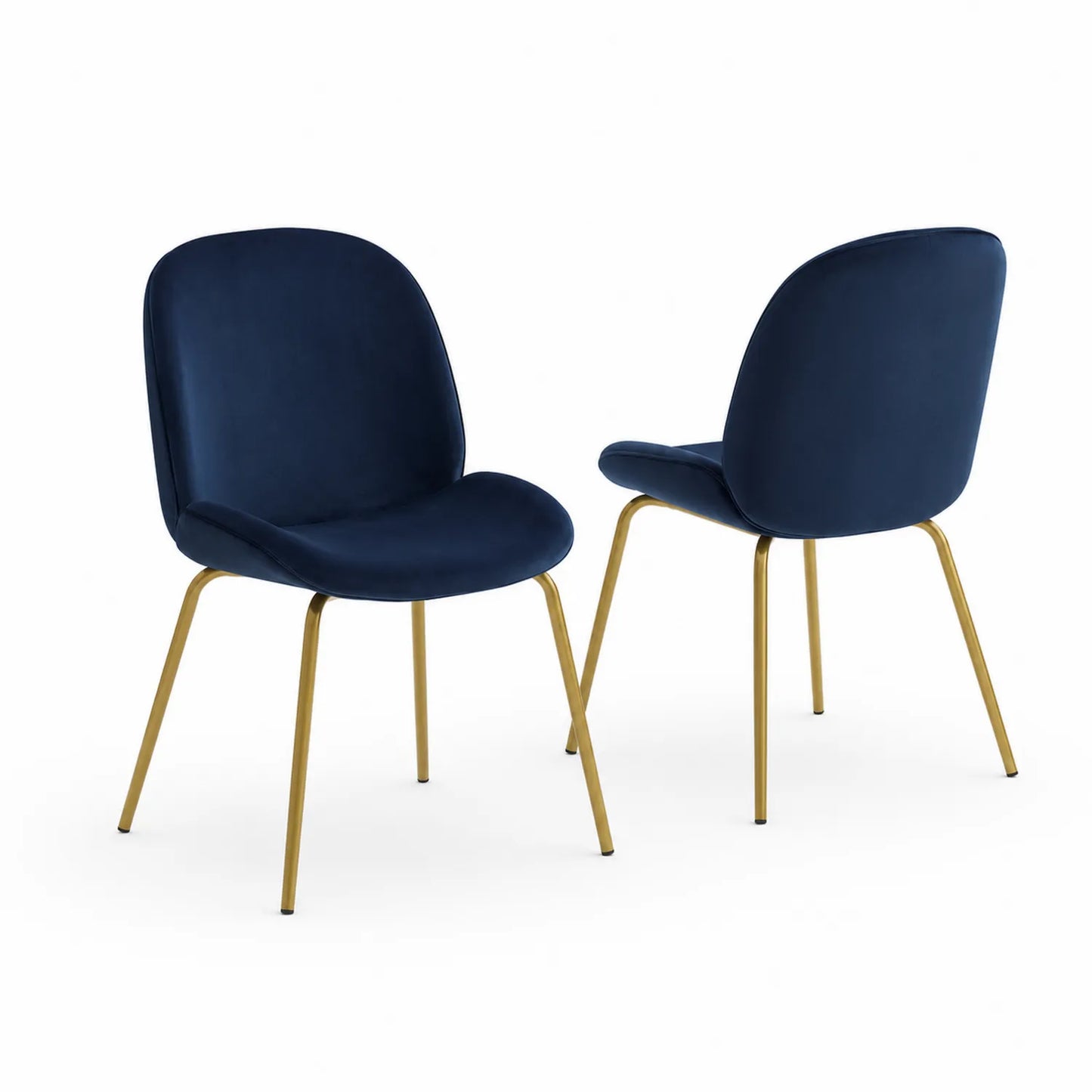 Samtstuhl mit Metallbeinen Dunkelblau 2er-Set