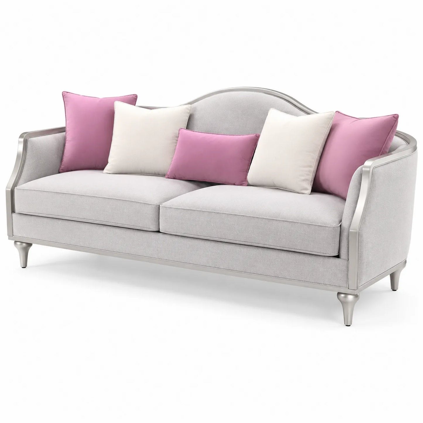 3-Sitzer Sofa Leinen Hellgrau mit Kissen